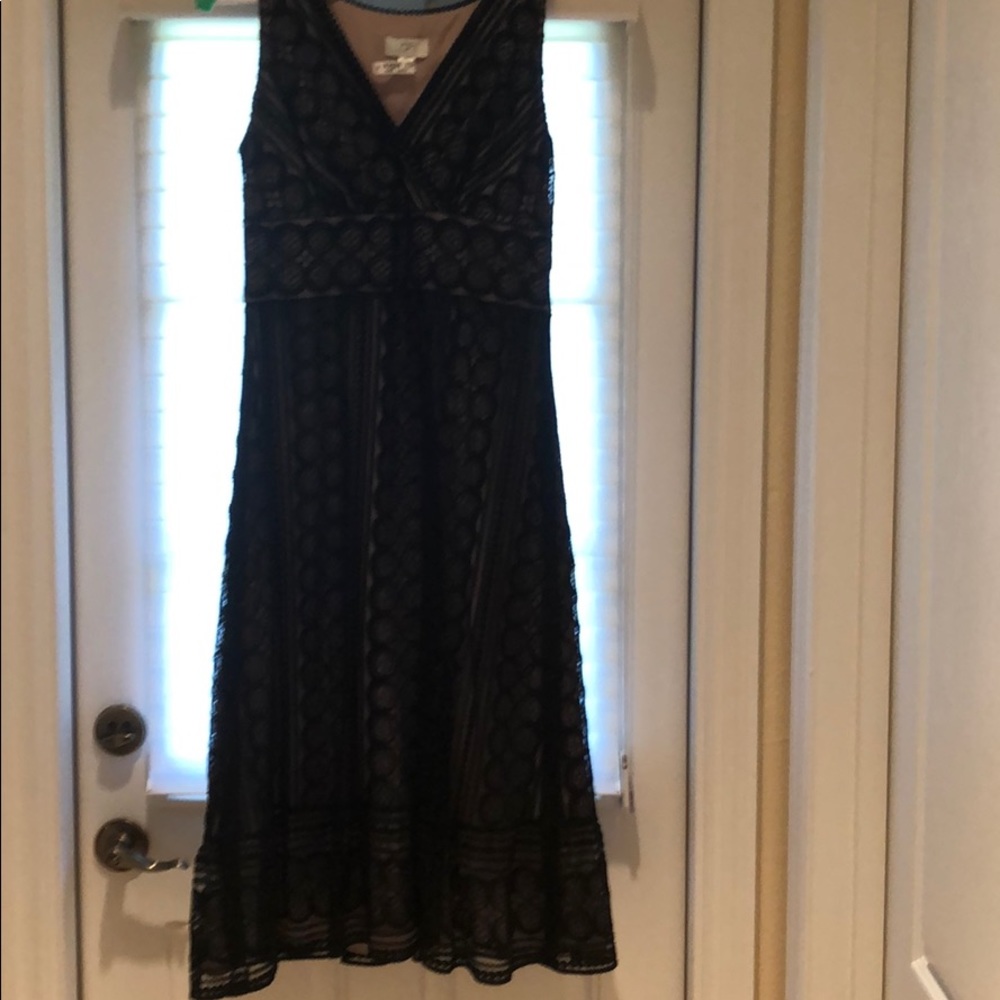 Tan with black lace overlay